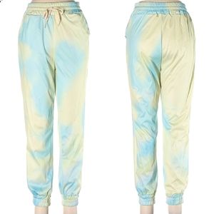 Tie Dye Joggers, Blue, Green, Yellow, Size M